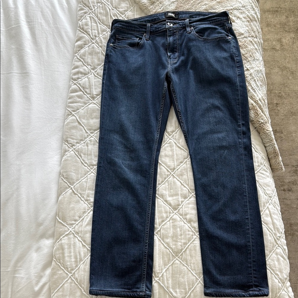 PAIGE Mens Dark Blue Transcend Federal Slim Straight Jean